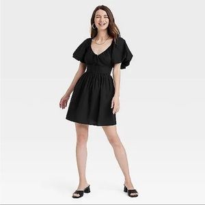 Women's Puff Short Sleeve Dress - A New Day Black size XL